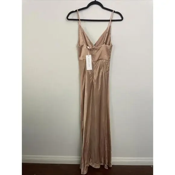 Shona Joy  La Lune Cross Draped Maxi satin Dress desert rose SZ 4 NWT $360 msrp - Picture 4 of 8